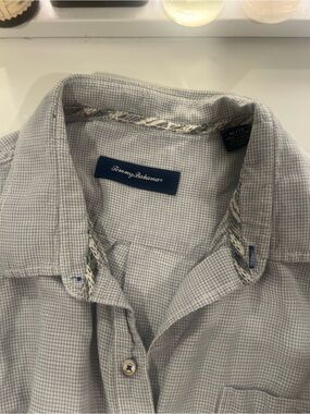 Tommy Bahama Men's Gray Micro-Check Button-Down Shirt